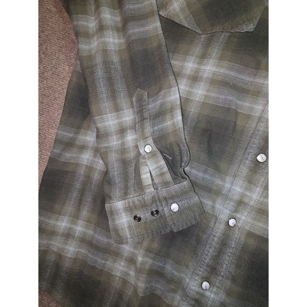Carhartt Rugged Flex Mens XL Tall Relaxed Fit Plaid Flannel Shirt Olive Green - Picture 5 of 9